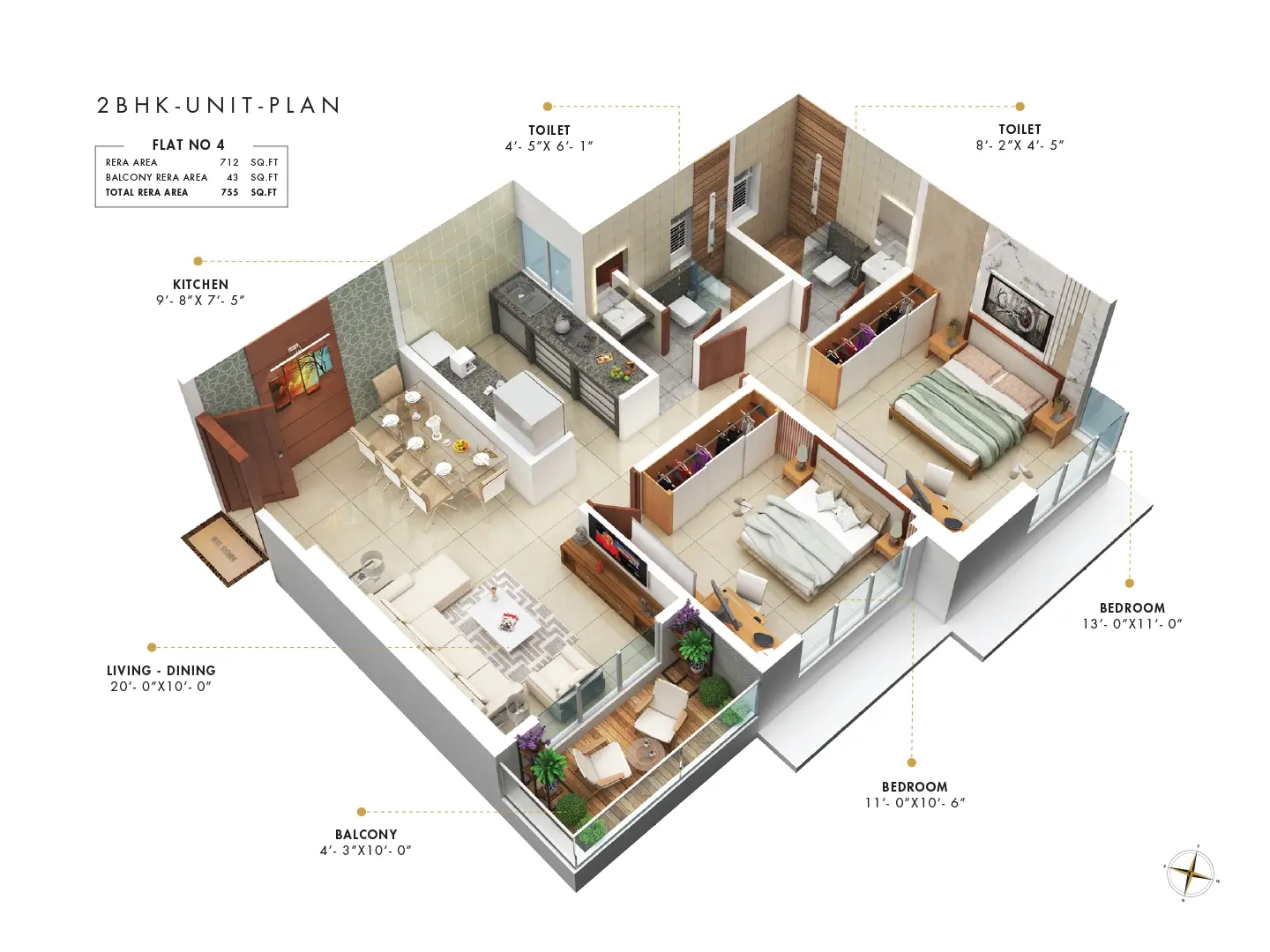 Royal Bliss 2 BHK Smart Type 1