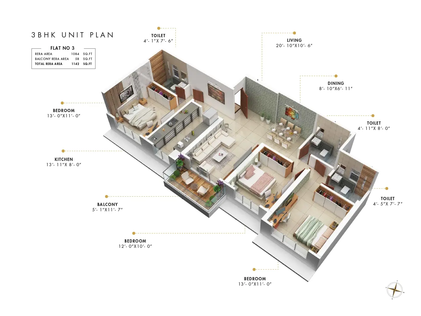 Bliss Bliss 3 BHK Smart Type 1