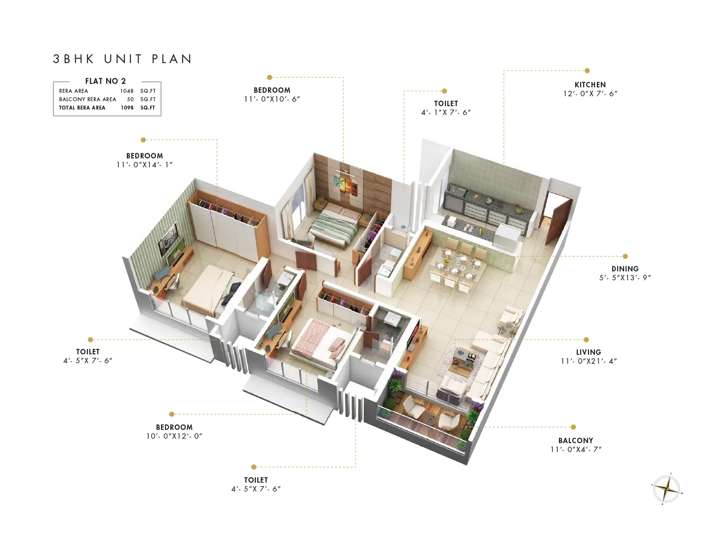 Royal Bliss 3 BHK Smart Type 1