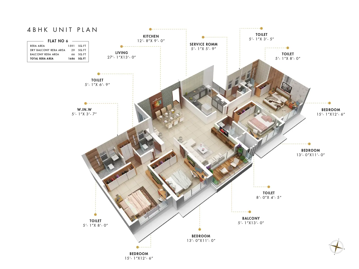 Royal Bliss 4 BHK Smart Type 1